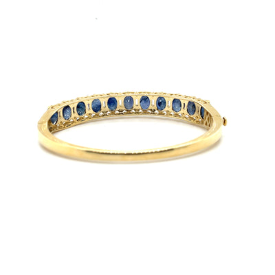 Sapphire and Diamond Bangle in 14k yellow gold