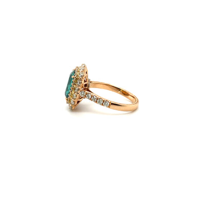 18ct rose gold emerald and diamond ring