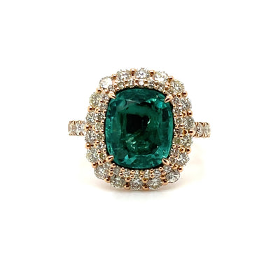 18ct rose gold emerald and diamond ring