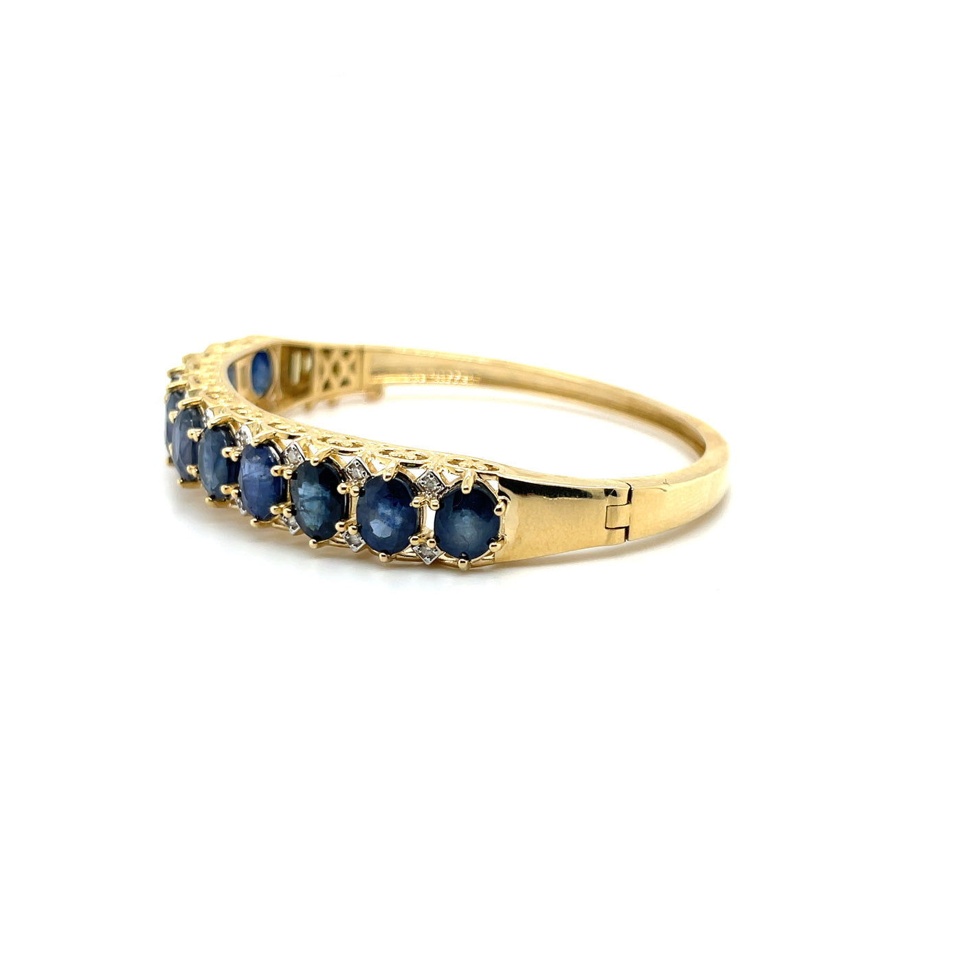 Sapphire and Diamond Bangle in 14k yellow gold