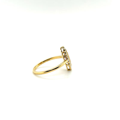 18ct yellow gold Marquise Ruby and Diamond ring