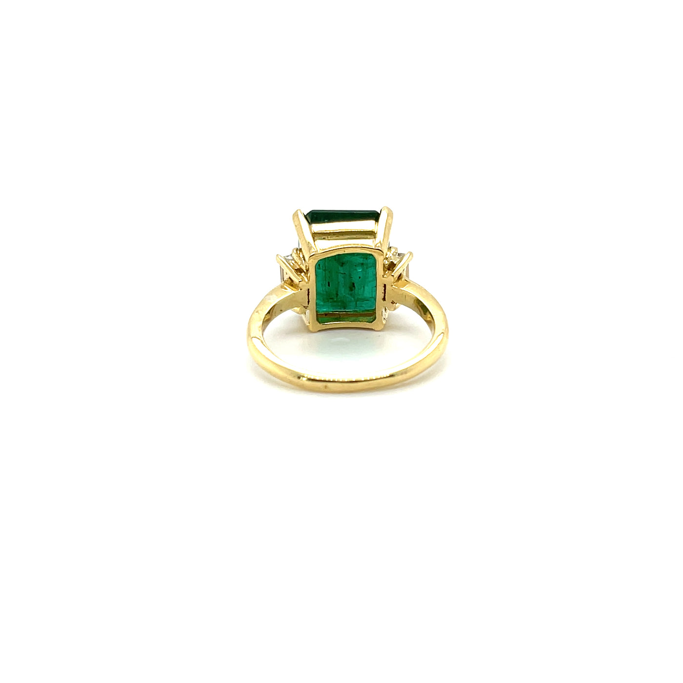 18ct yellow gold Emerald and Diamond trilogy ring