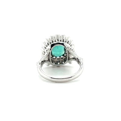 Platinum Art Deco style Emerald and Diamond ring