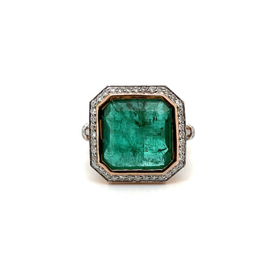 14ct rose gold Emerald and Diamond ring