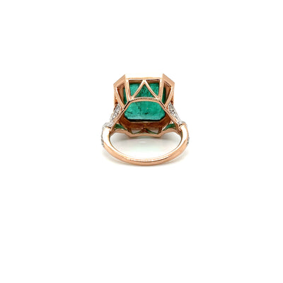 14ct rose gold Emerald and Diamond ring