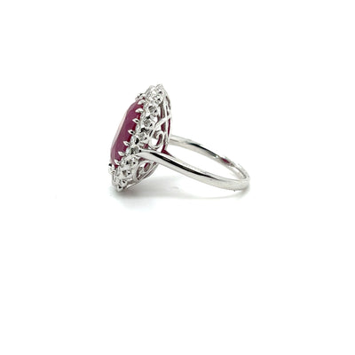 Platinum Ruby and Diamond Double halo ring