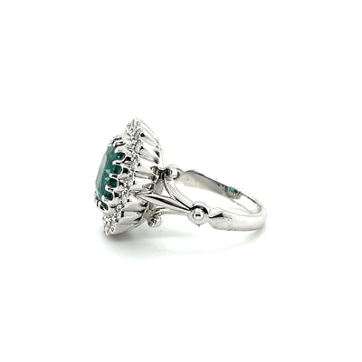 Platinum Art Deco style Emerald and Diamond ring