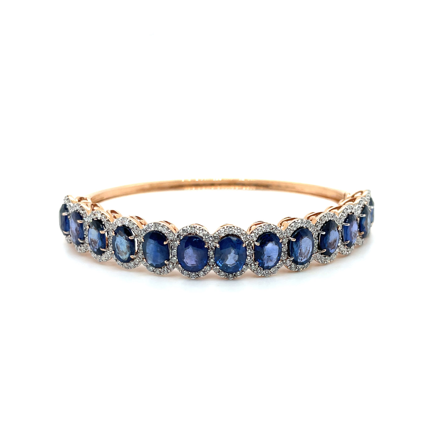 Sapphire and Diamond bangle in 14 karat rose gold