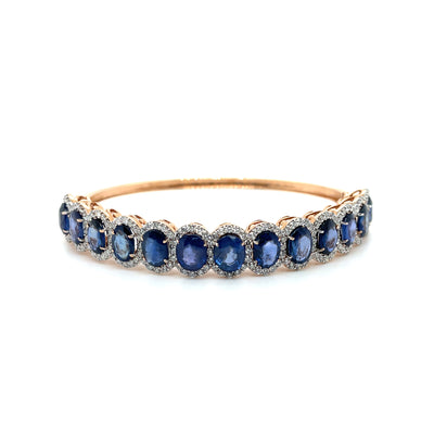 Sapphire and Diamond bangle in 14 karat rose gold